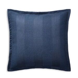 Ralph Lauren Eva Woven-Stripe Euro Sham in Dark Blue, New in Box, Retail $170